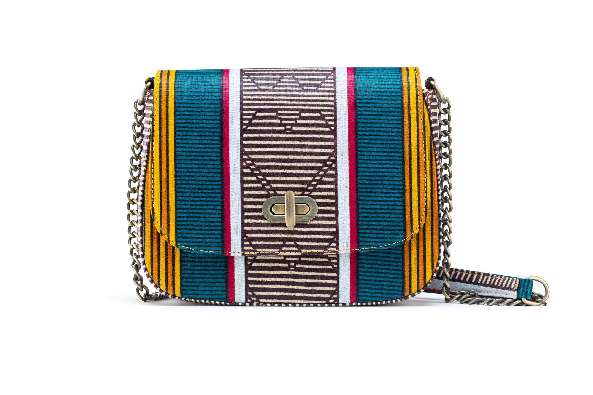 THEMBEKA | Teal Kente Style Ankara Crossbody Bag