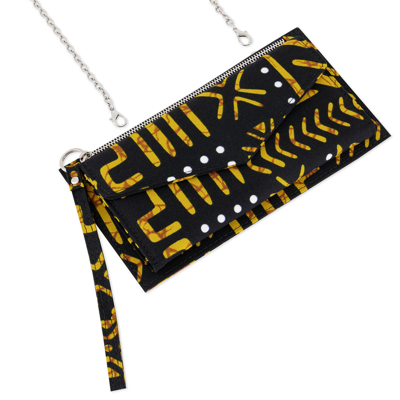 DEKA | Black & Yellow Ankara Wallet