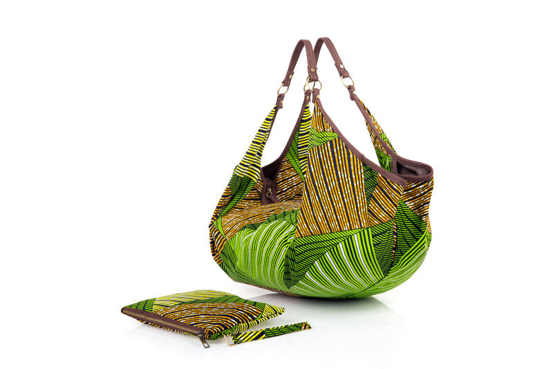 ZOLA | Green & Brown Multicolour Ankara Hobo Bag