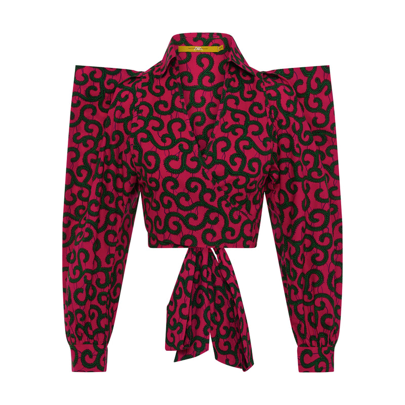 ZAHARA Fuscia Pink Ankara Crop Top