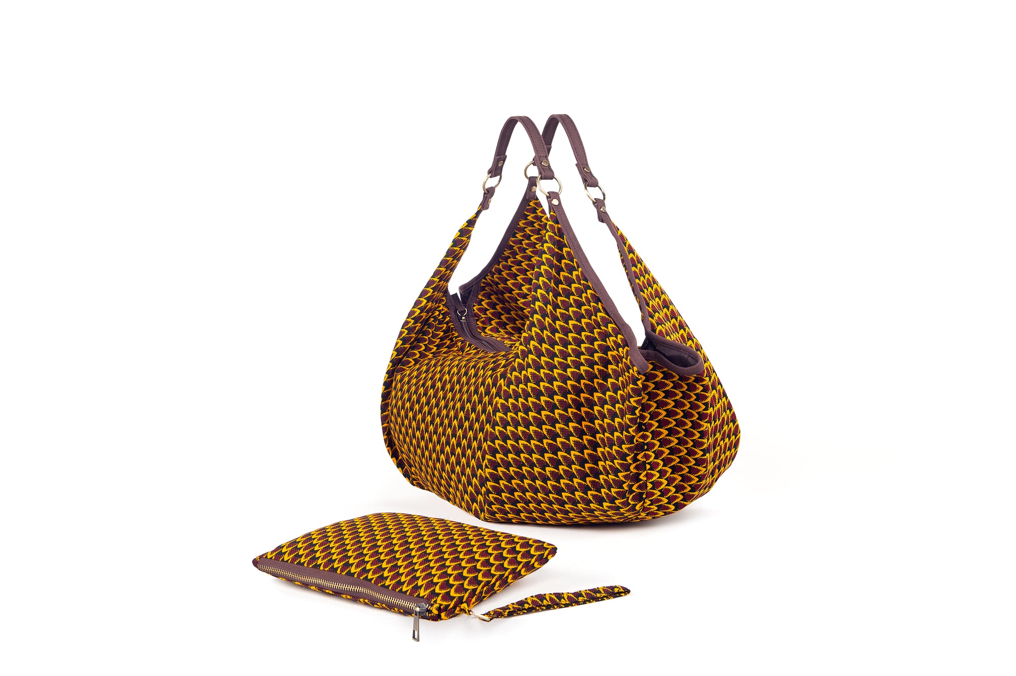 ZOLA | Black & Yellow Pineapple Print Ankara Hobo Bag