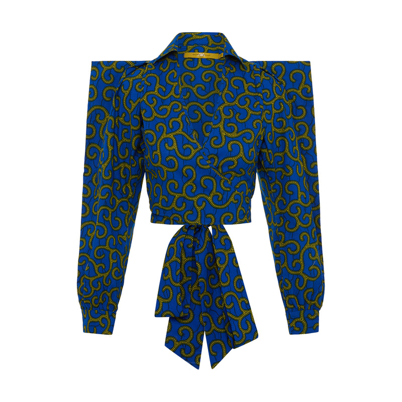 ZAHARA Royal Blue Ankara Crop Top