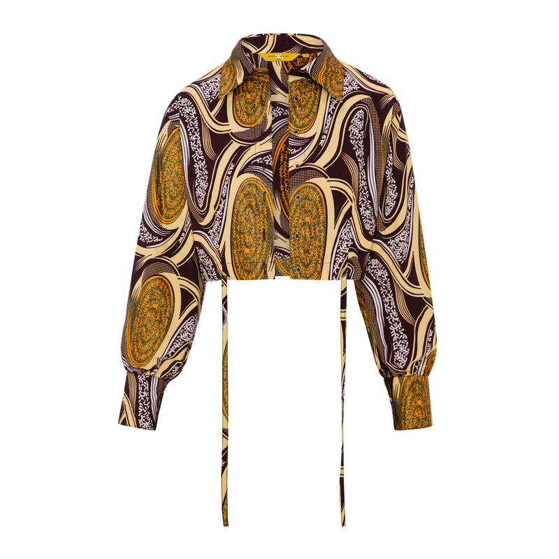 DIJE | Golden Ankara Wax Bolero Crop Jacket
