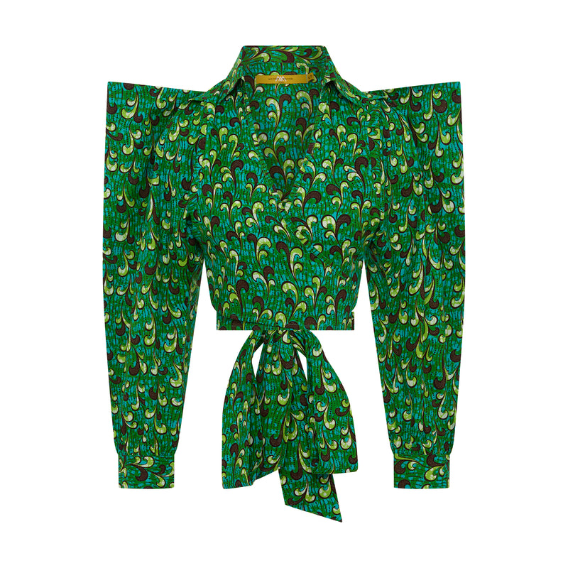 ZAHARA Emerald Green Ankara Crop Top