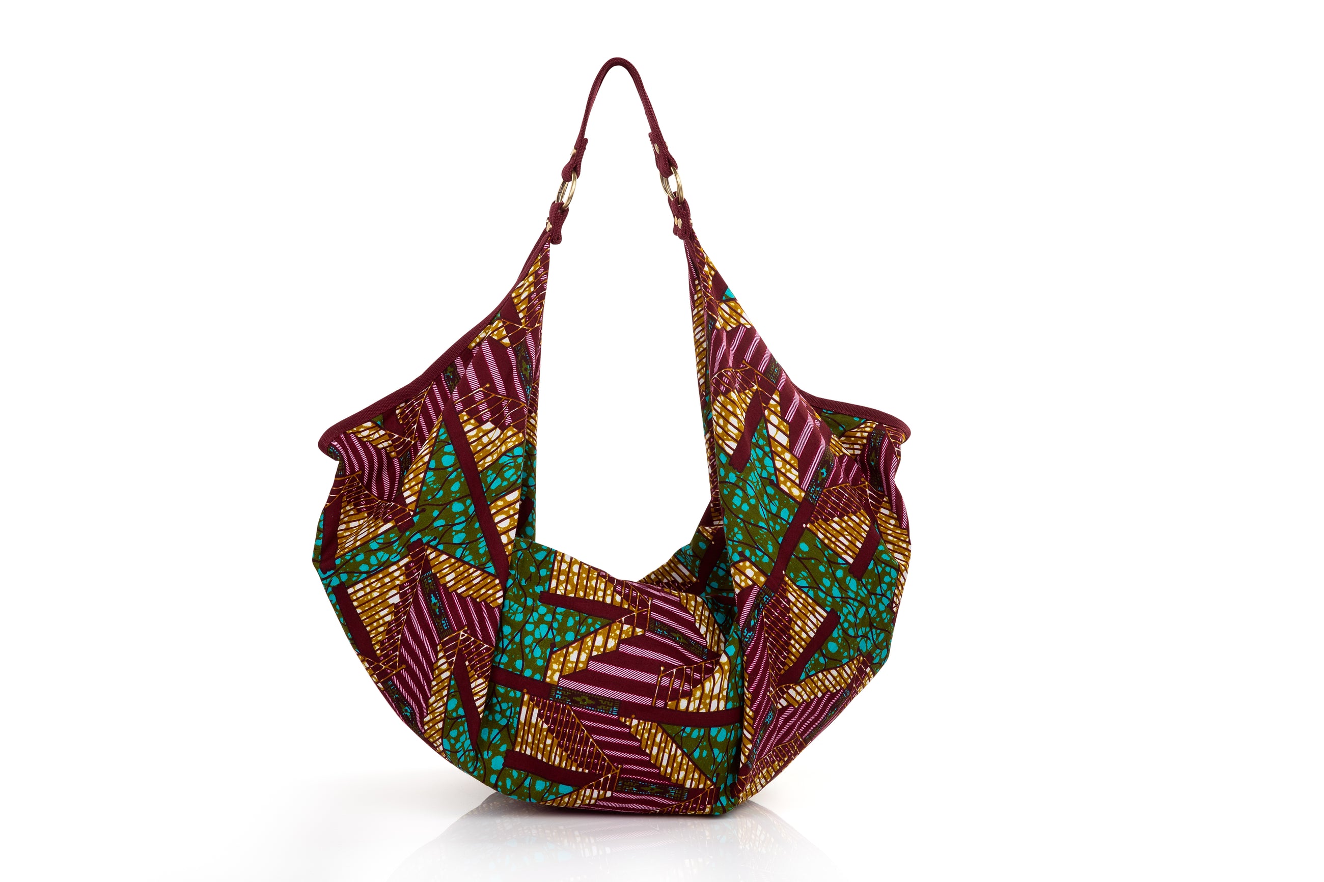 ZOLA | Burgundy & Teal Multicolour Ankara Hobo Bag