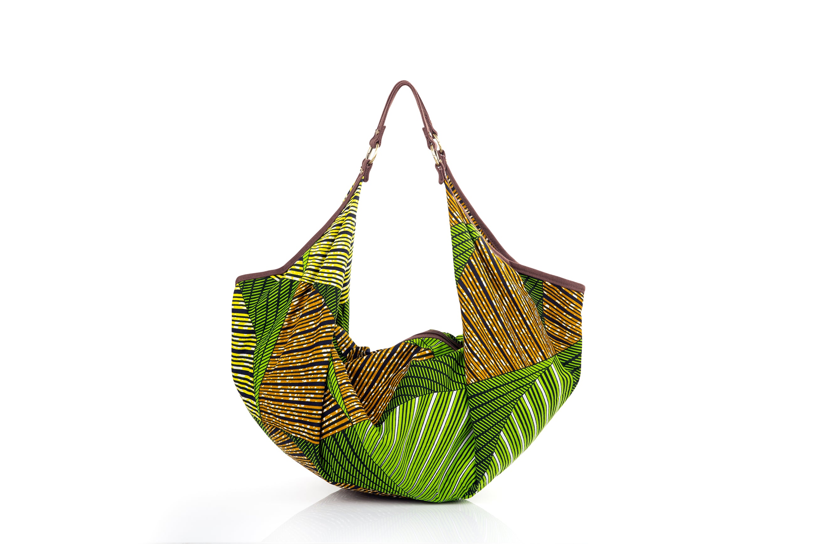 ZOLA | Green & Brown Multicolour Ankara Hobo Bag