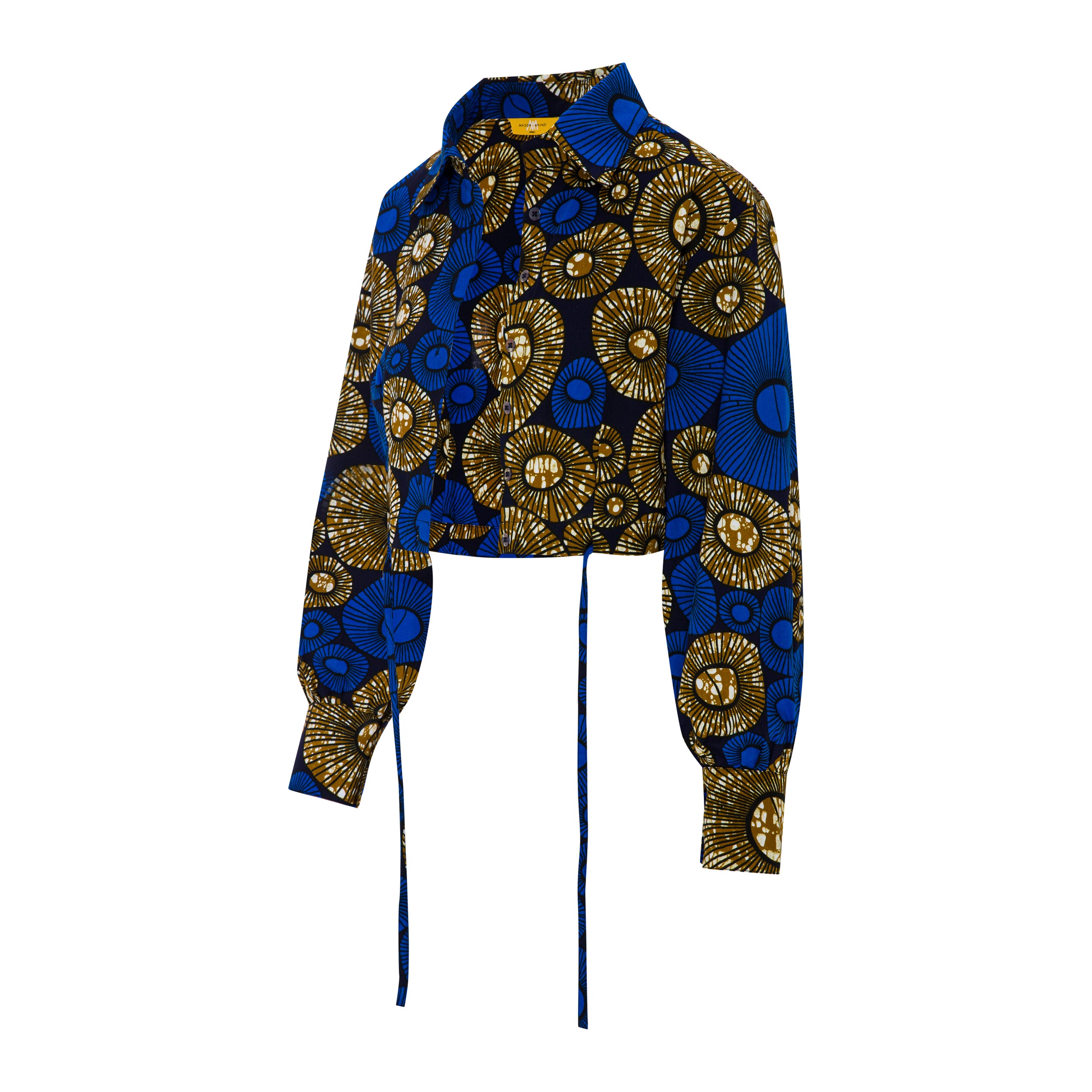 DIJE | Royal Blue & Brown Ankara Bolero Crop Jacket