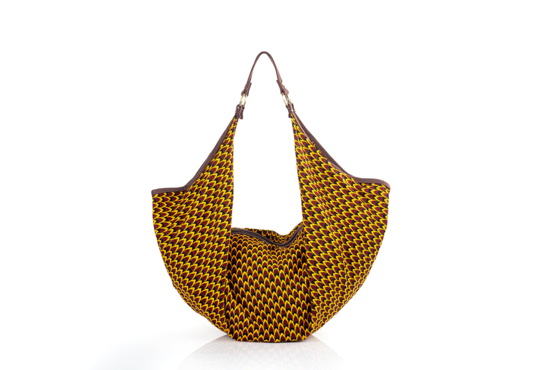 ZOLA | Black & Yellow Pineapple Print Ankara Hobo Bag