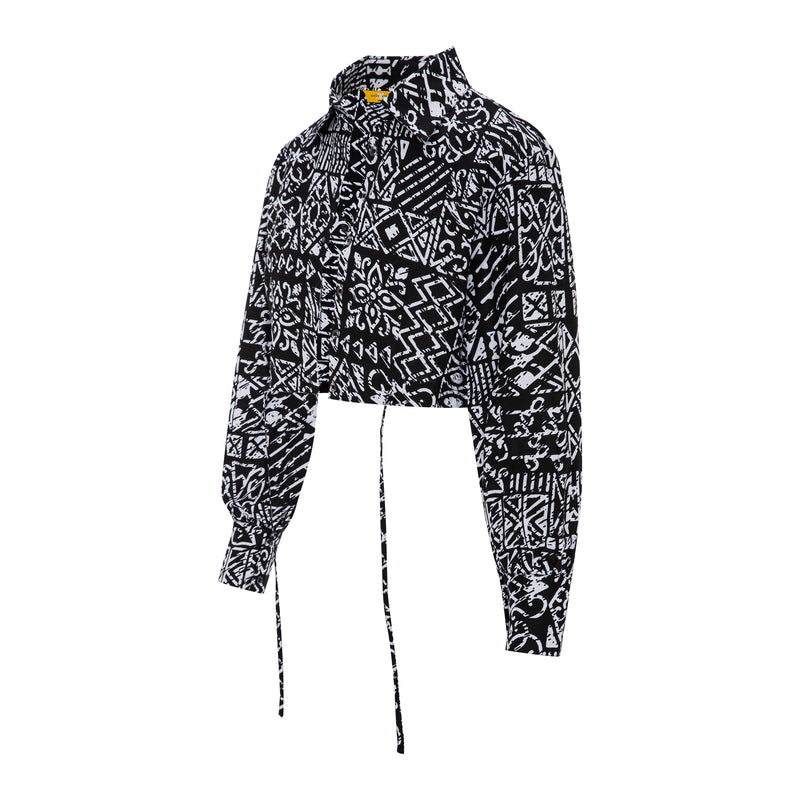 DIJE | Black & White Ankara Bolero Crop Jacket