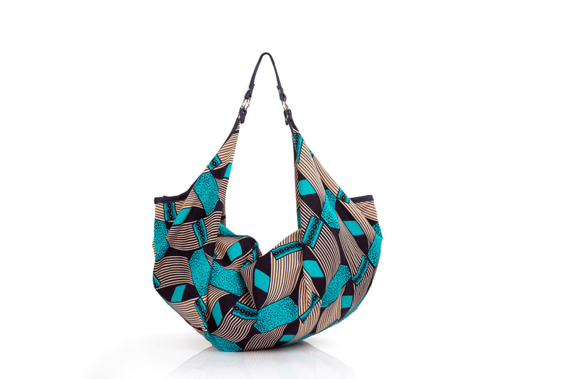 ZOLA | Blue & Beige Ankara Hobo Bag