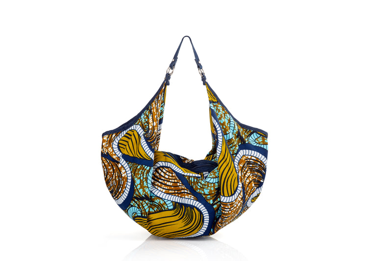 ZOLA | Blue & Golden Yellow Multicolour Ankara Hobo Bag
