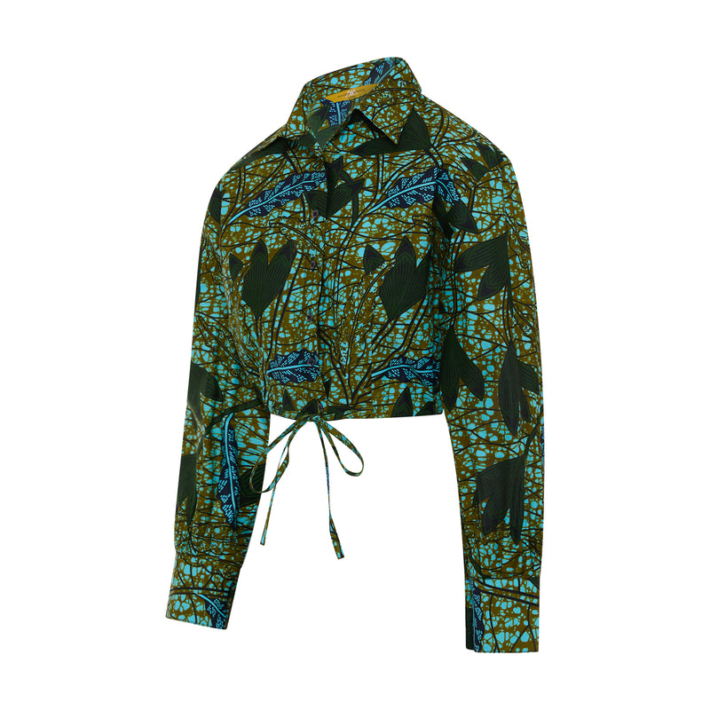 DIJE | Teal Green Ankara Bolero Crop Jacket