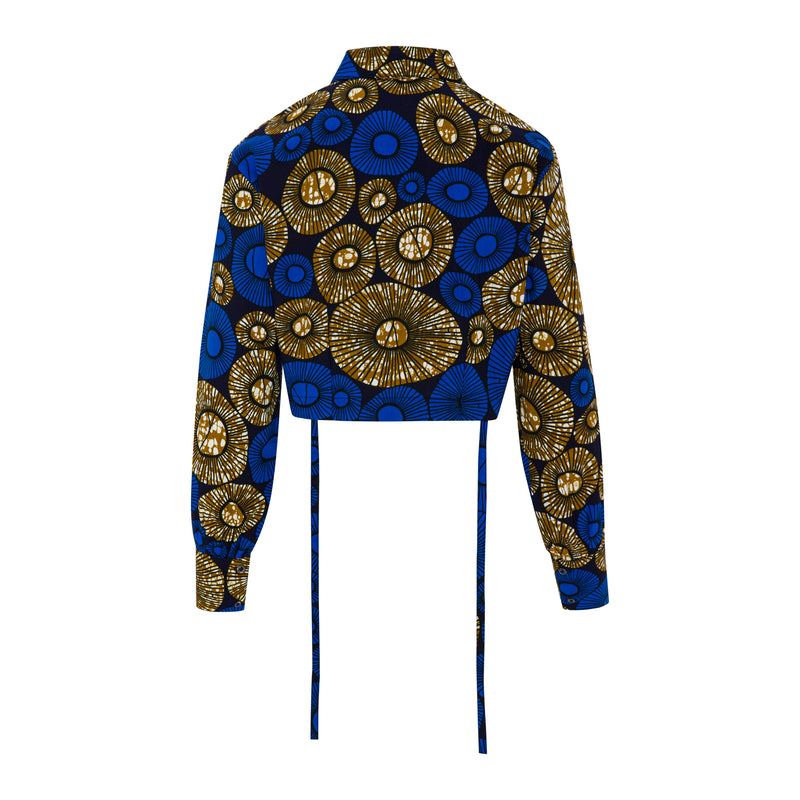 DIJE | Royal Blue & Brown Ankara Bolero Crop Jacket
