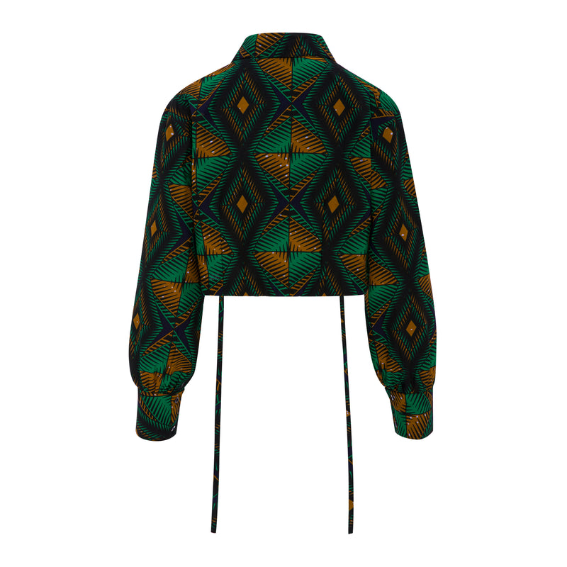 DIJE | Green & Brown Ankara Bolero Crop Jacket