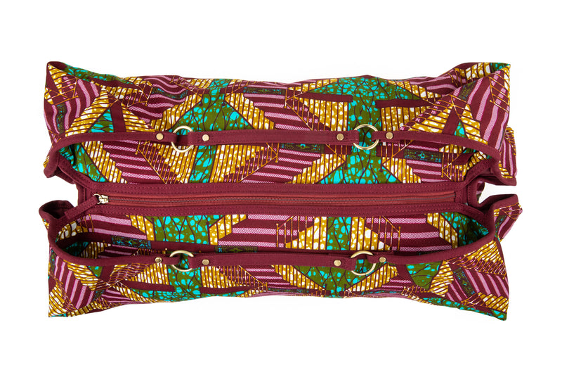 ZOLA | Burgundy & Teal Multicolour Ankara Hobo Bag