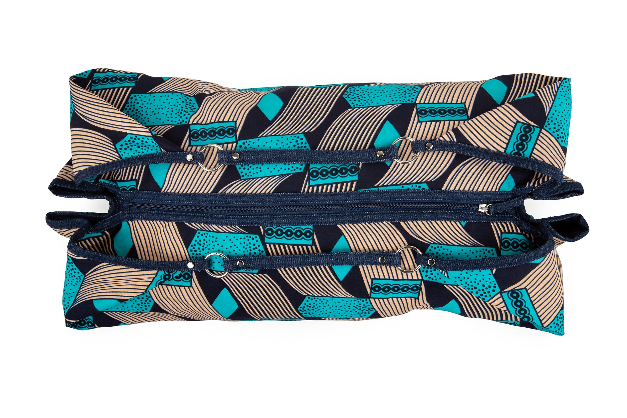 ZOLA | Blue & Beige Ankara Hobo Bag