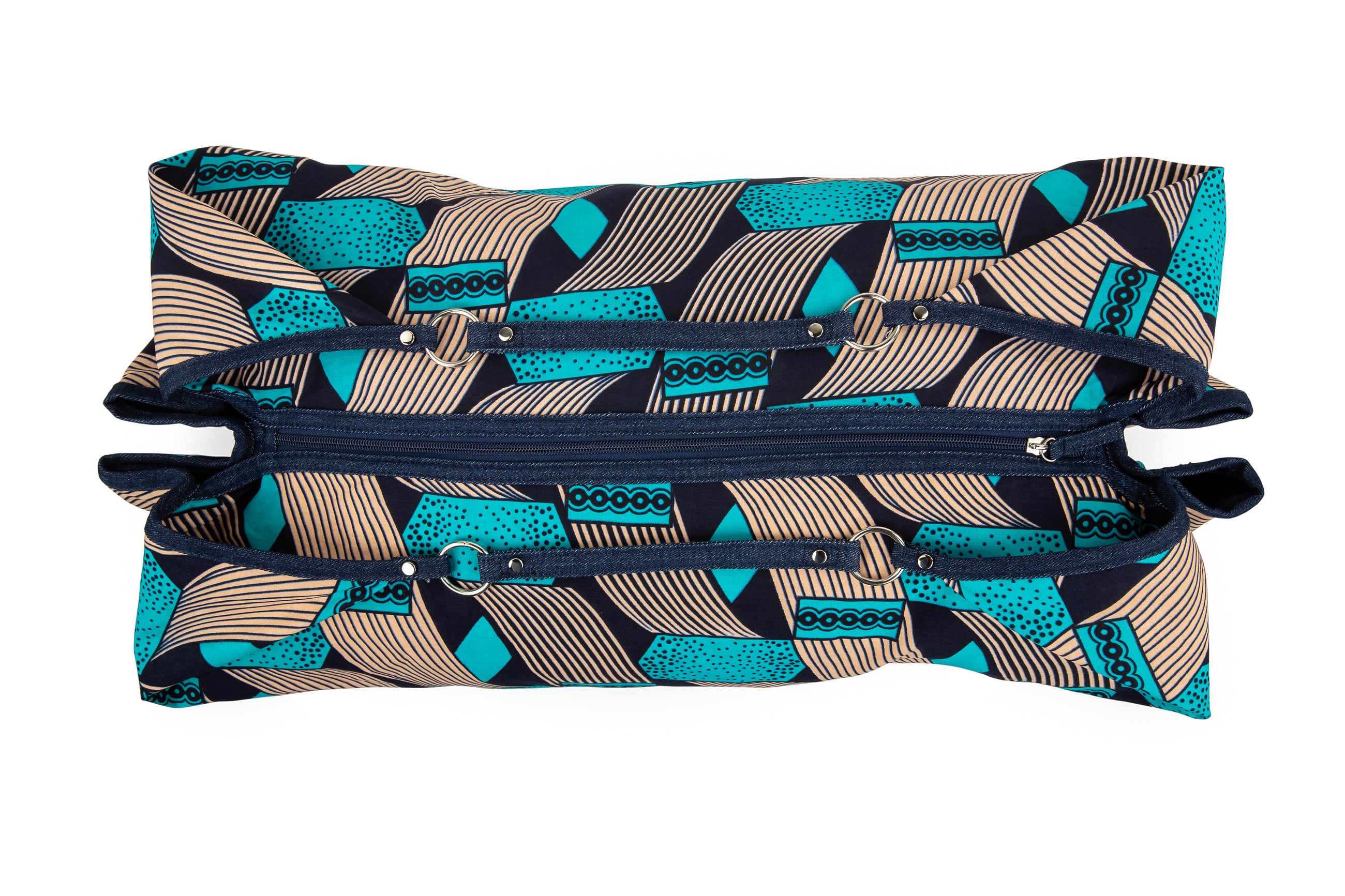 ZOLA | Blue & Beige Ankara Hobo Bag