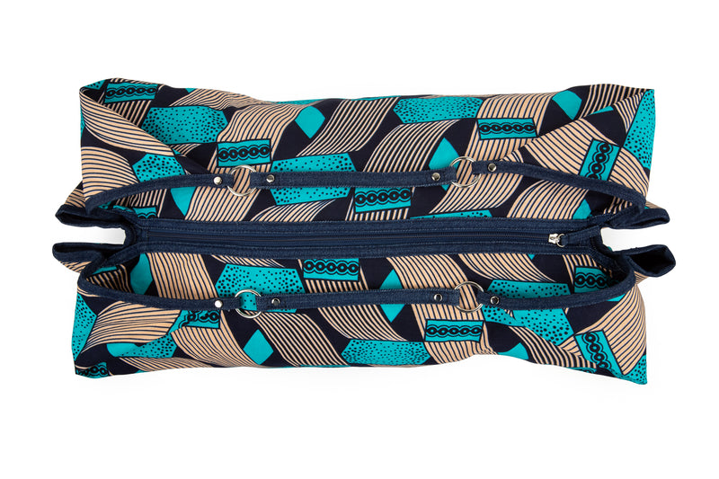 ZOLA | Blue & Beige Ankara Hobo Bag