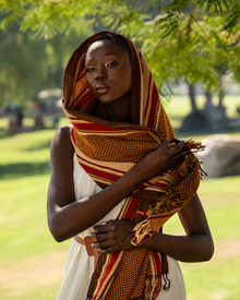 Golden Yellow & Brown Kikoy Scarf/Wrap