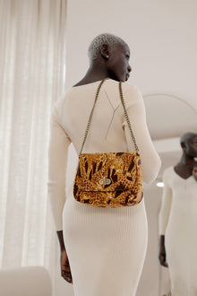 THEMBEKA | Brown Giraffe-Print Ankara Crossbody Bag