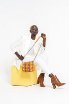 THEMBEKA | Yellow Snakeskin-Print Ankara Crossbody Bag