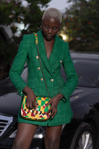 THEMBEKA | Green & Yellow Kente Ankara Crossbody Bag