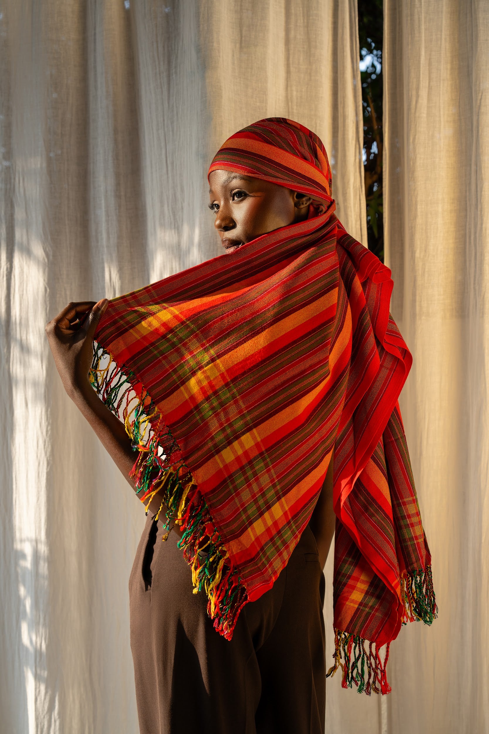 MARA | Red, Orange & Green Kikoy Scarf/Wrap