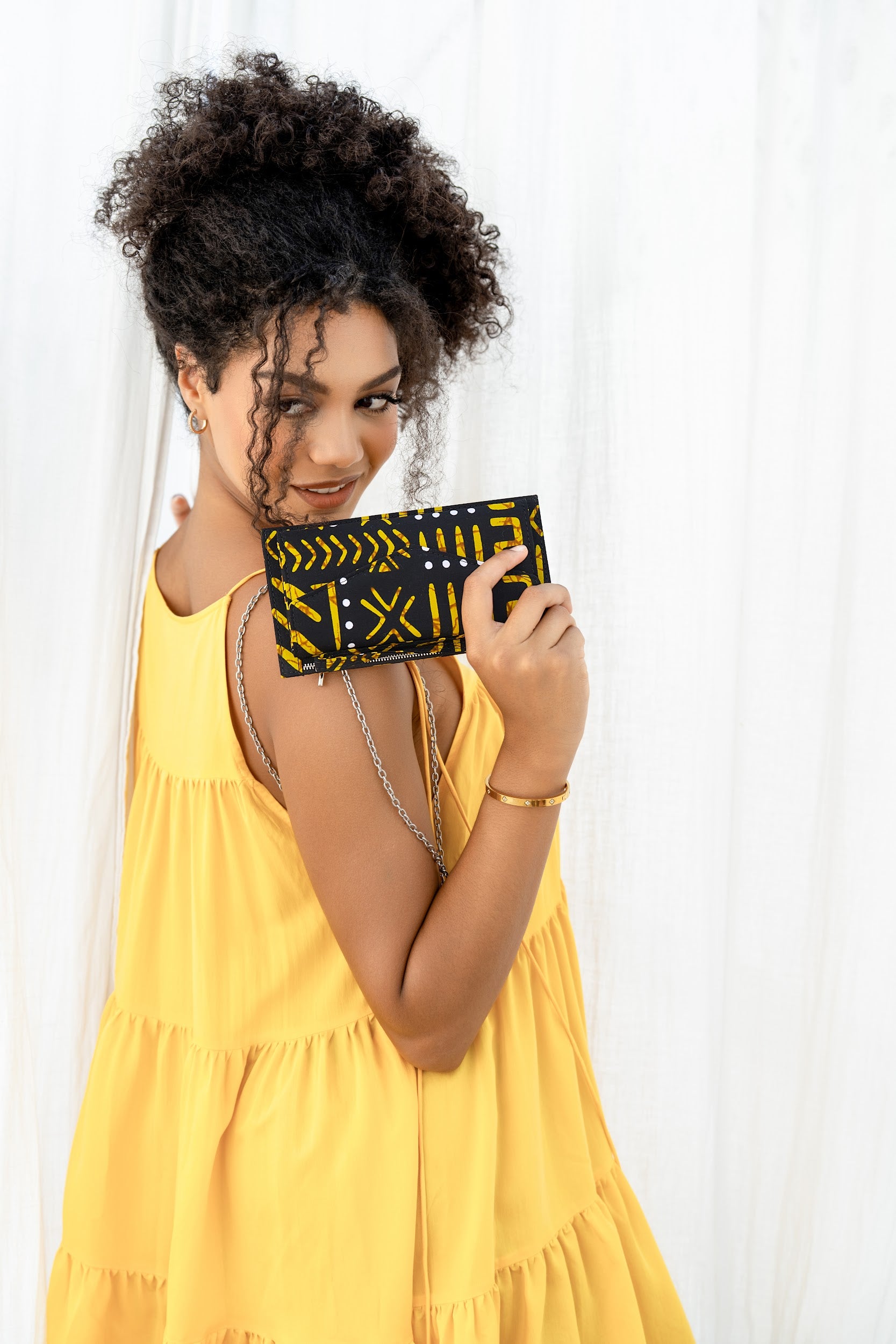 DEKA | Black & Yellow Ankara Wallet