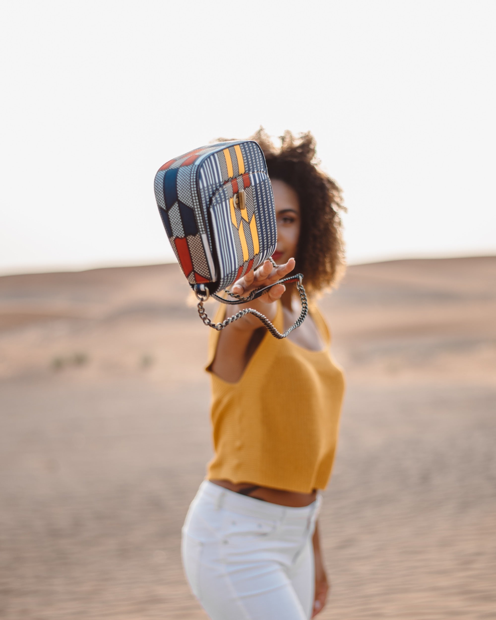 THEMBEKA | Blue Kente Style Ankara Crossbody Bag