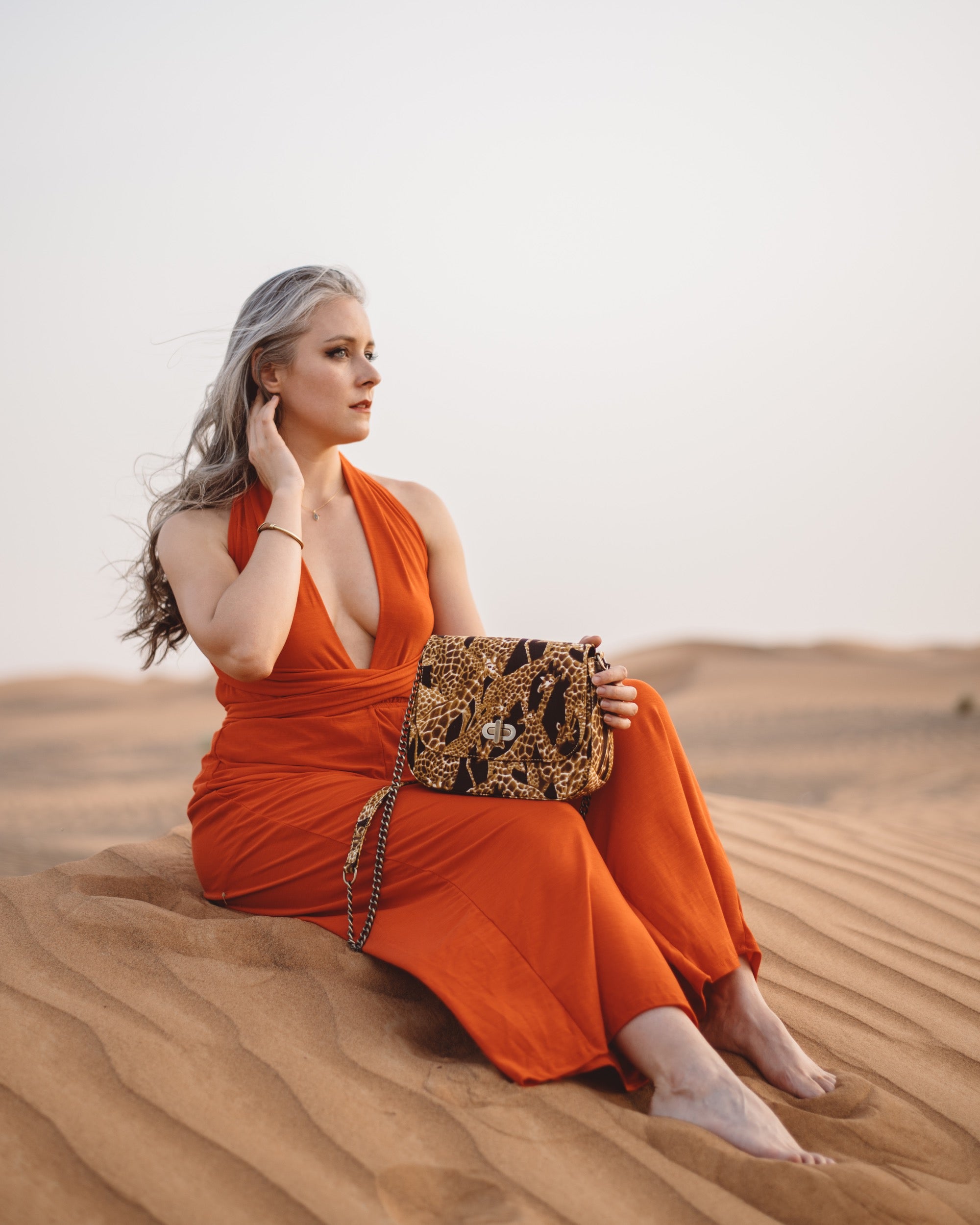 THEMBEKA | Brown Giraffe-Print Ankara Crossbody Bag