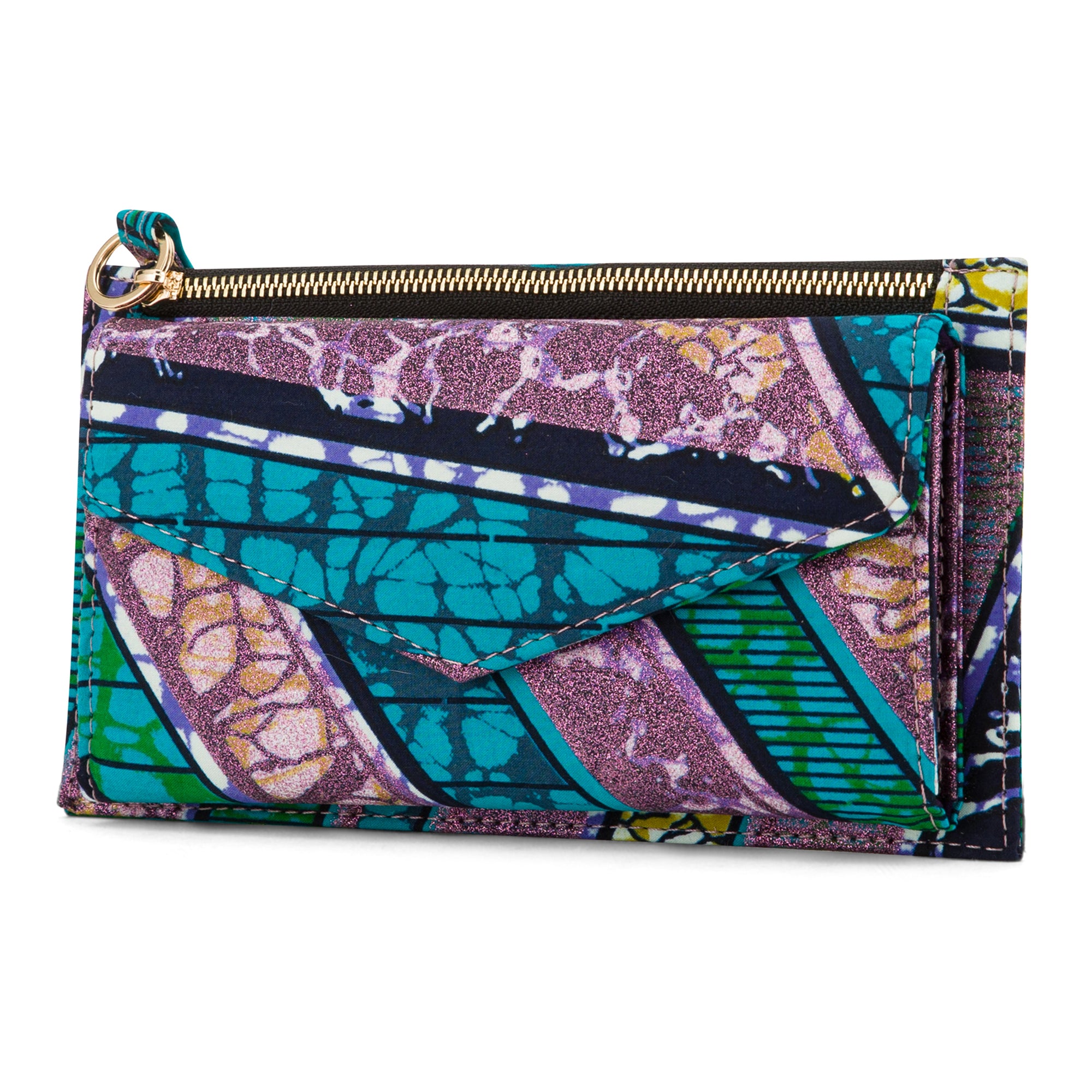 DEKA | Purple Multicolour Ankara Wallet