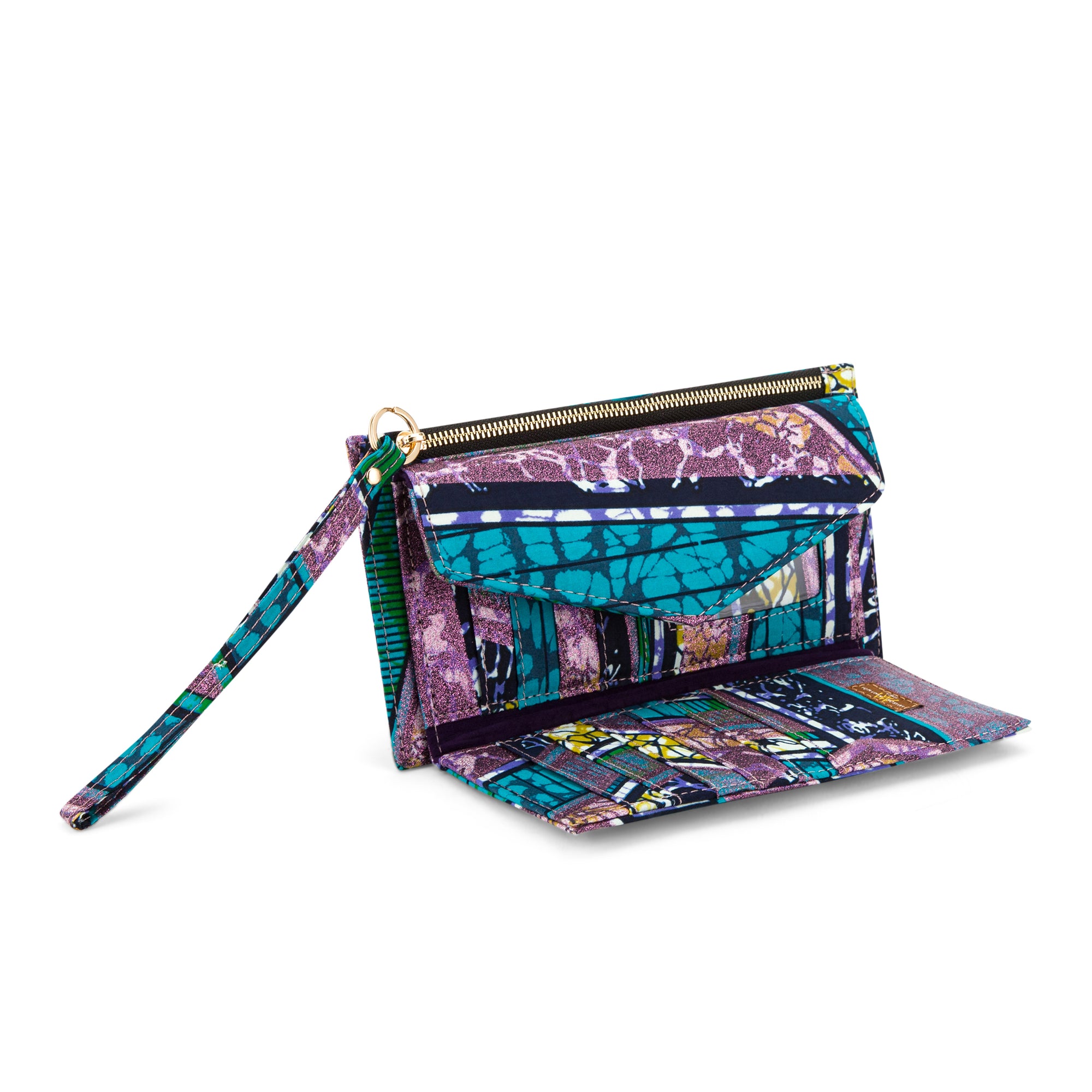 DEKA | Purple Multicolour Ankara Wallet