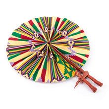 MFRAMA | Green & Purple Multicolour Ankara Folding Hand Fan