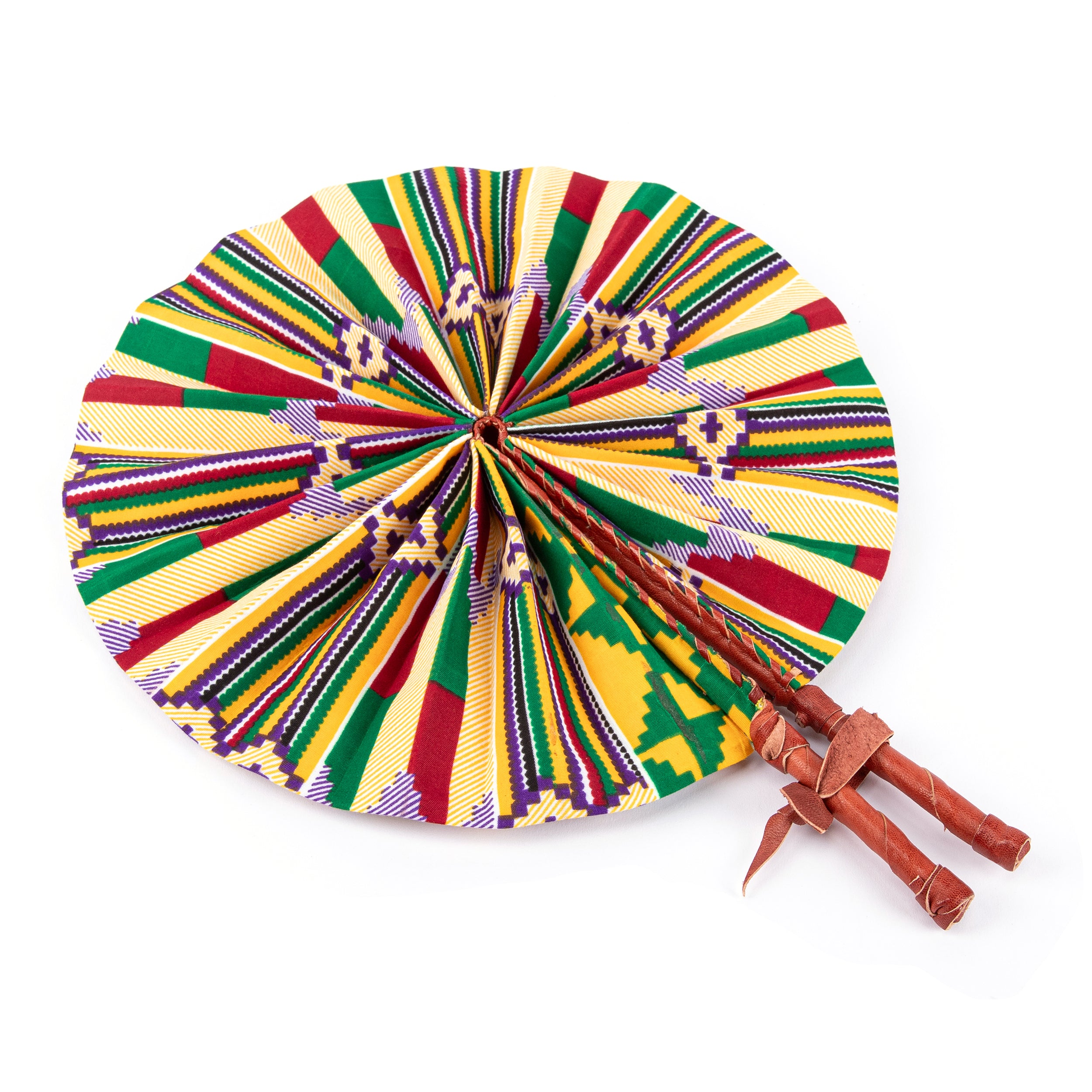 MFRAMA | Green & Purple Multicolour Ankara Folding Hand Fan