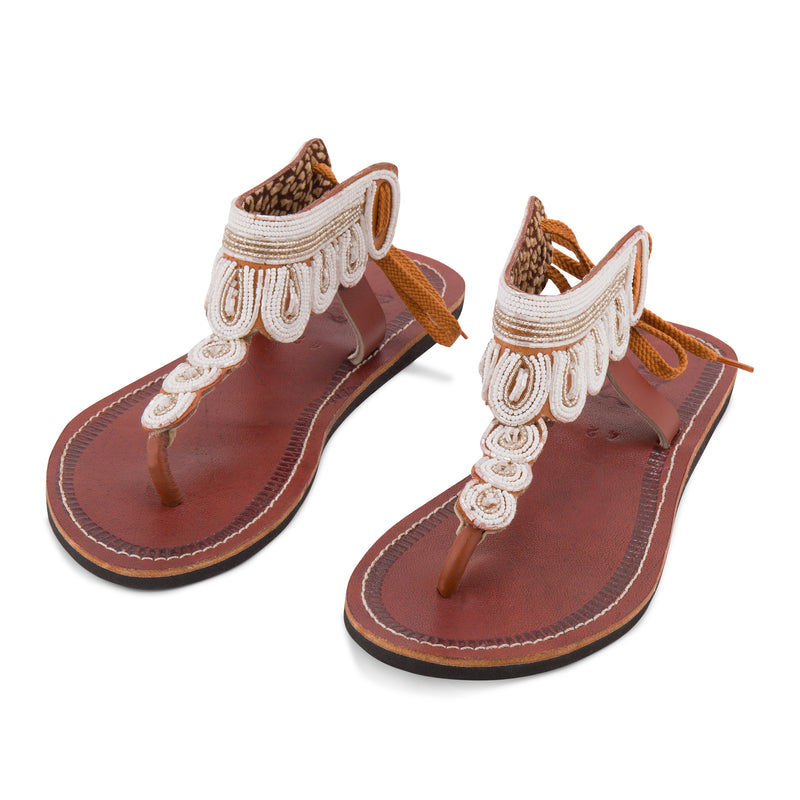 Simba Crystal White Maasai Gladiator Sandals