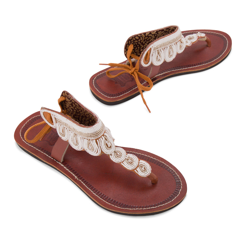 Simba Crystal White Maasai Gladiator Sandals