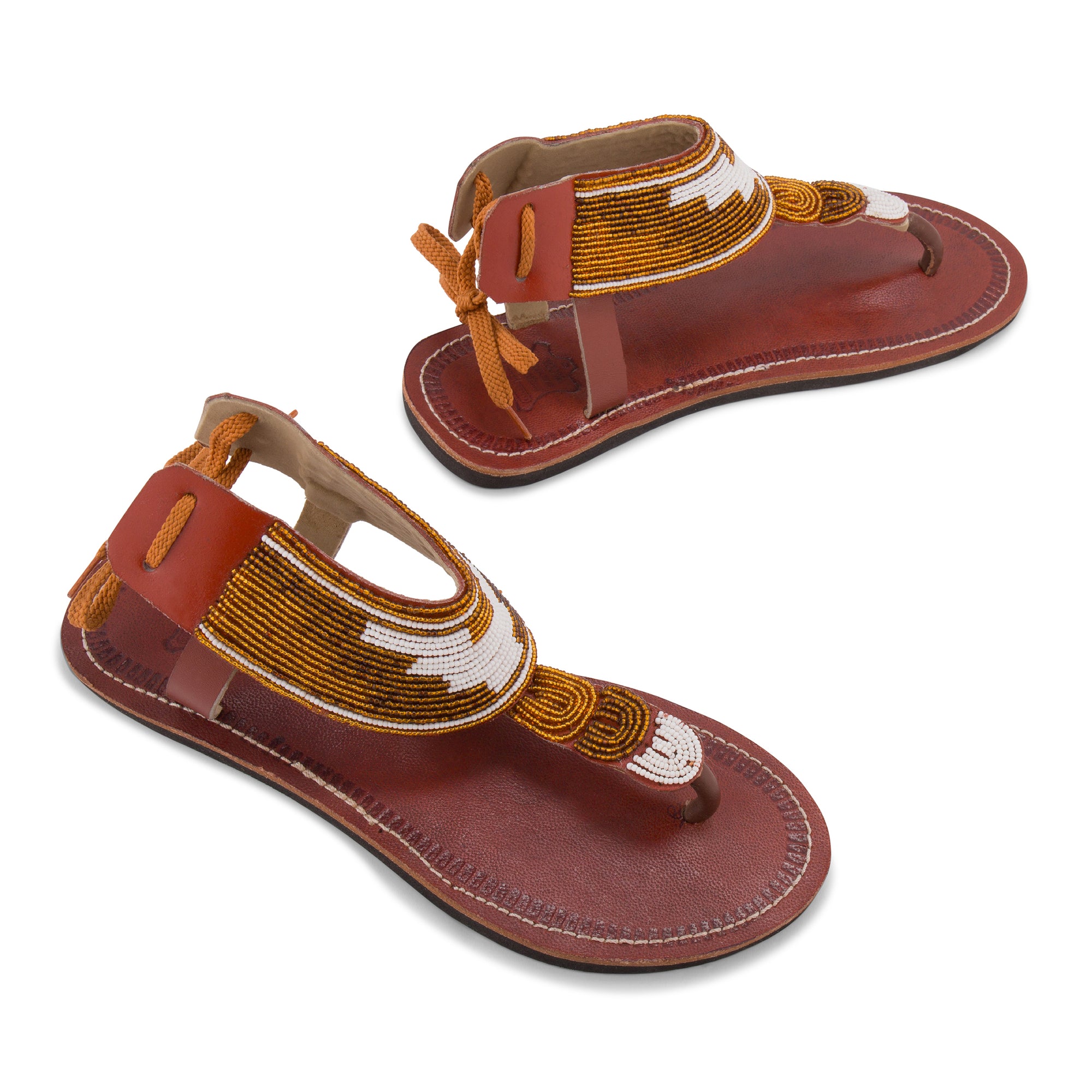 Simba White Gold Maasai Gladiator Sandals