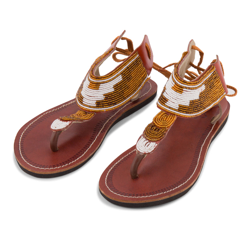 Simba White Gold Maasai Gladiator Sandals