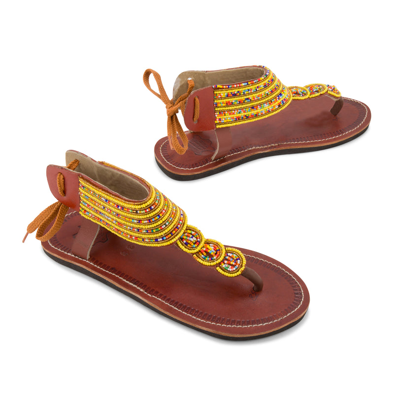 Simba Yellow Multicolour Maasai Gladiator Sandals