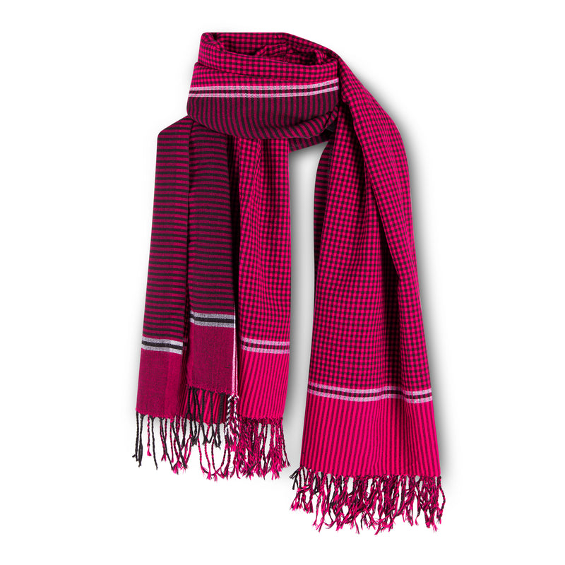 MARA | Pink & Black Kikoy  Scarf/Wrap