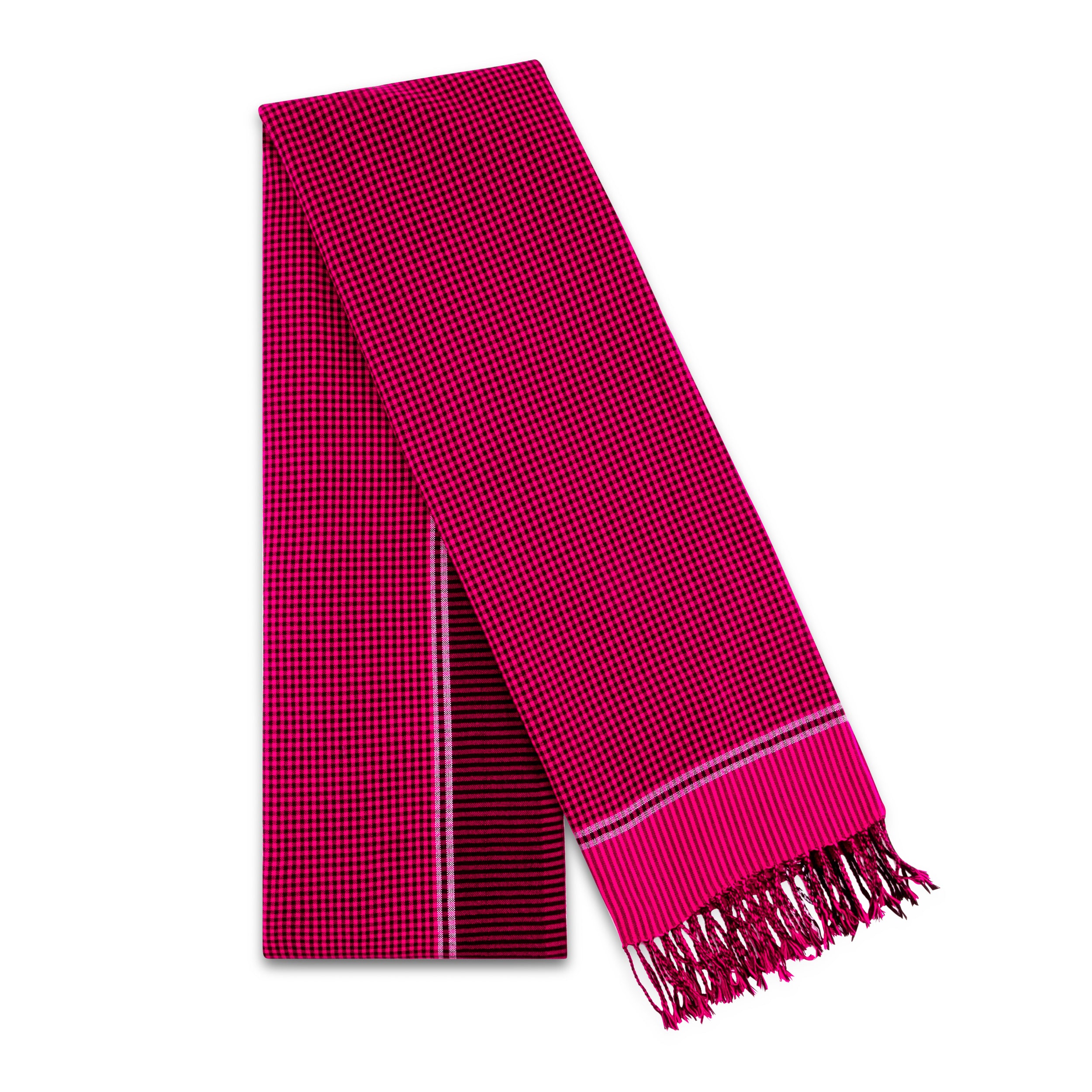MARA | Pink & Black Kikoy  Scarf/Wrap