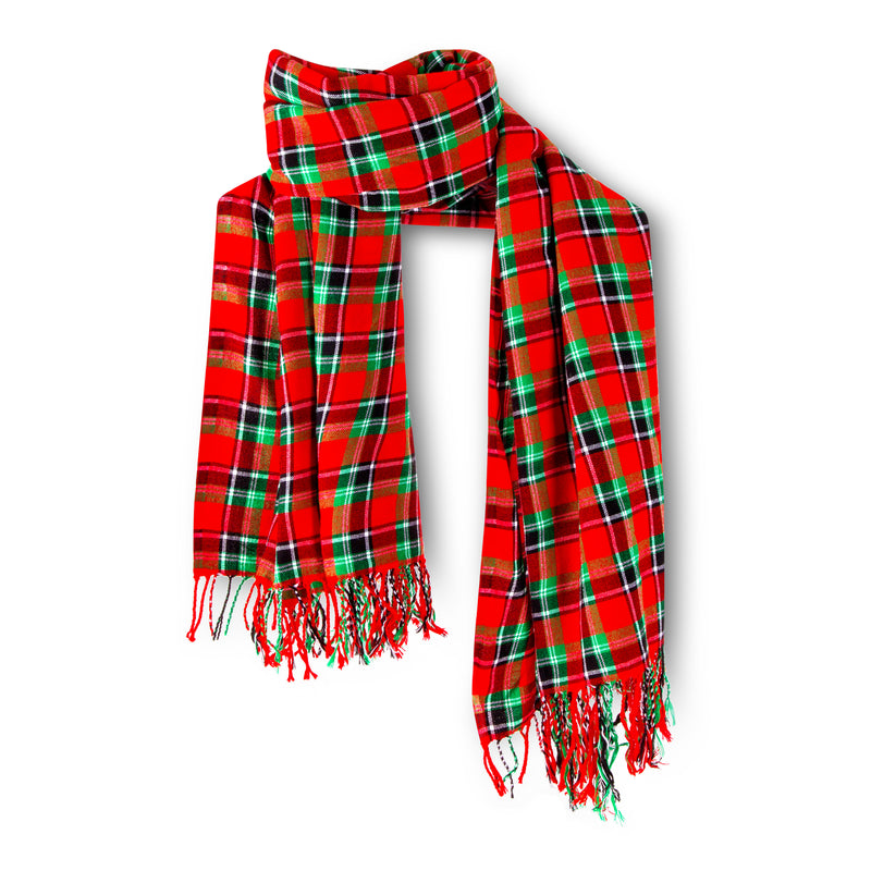 MARA | Red & Green Checkered Kikoy Scarf/Wrap