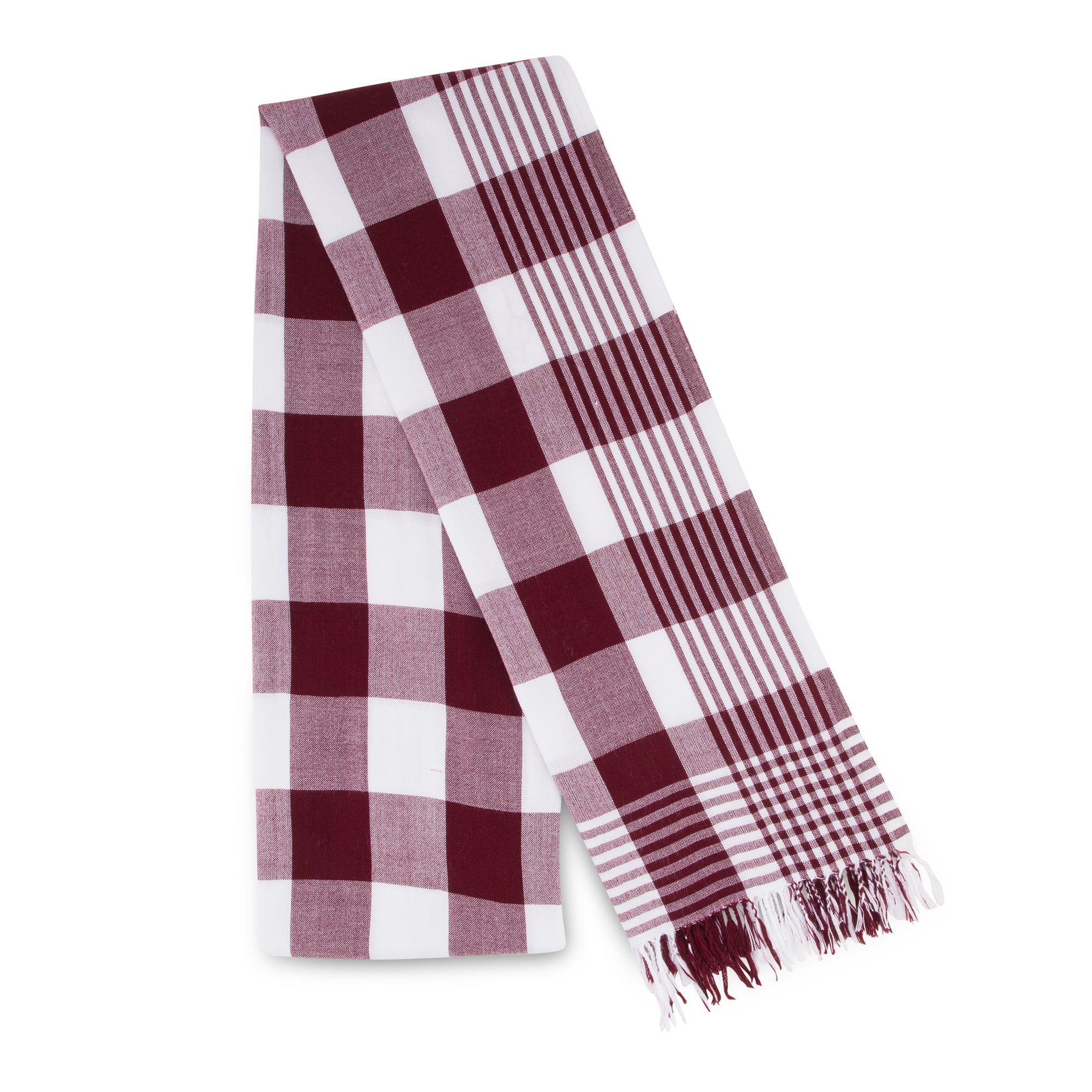 MARA | Red and White Checkered Pattern Scarf