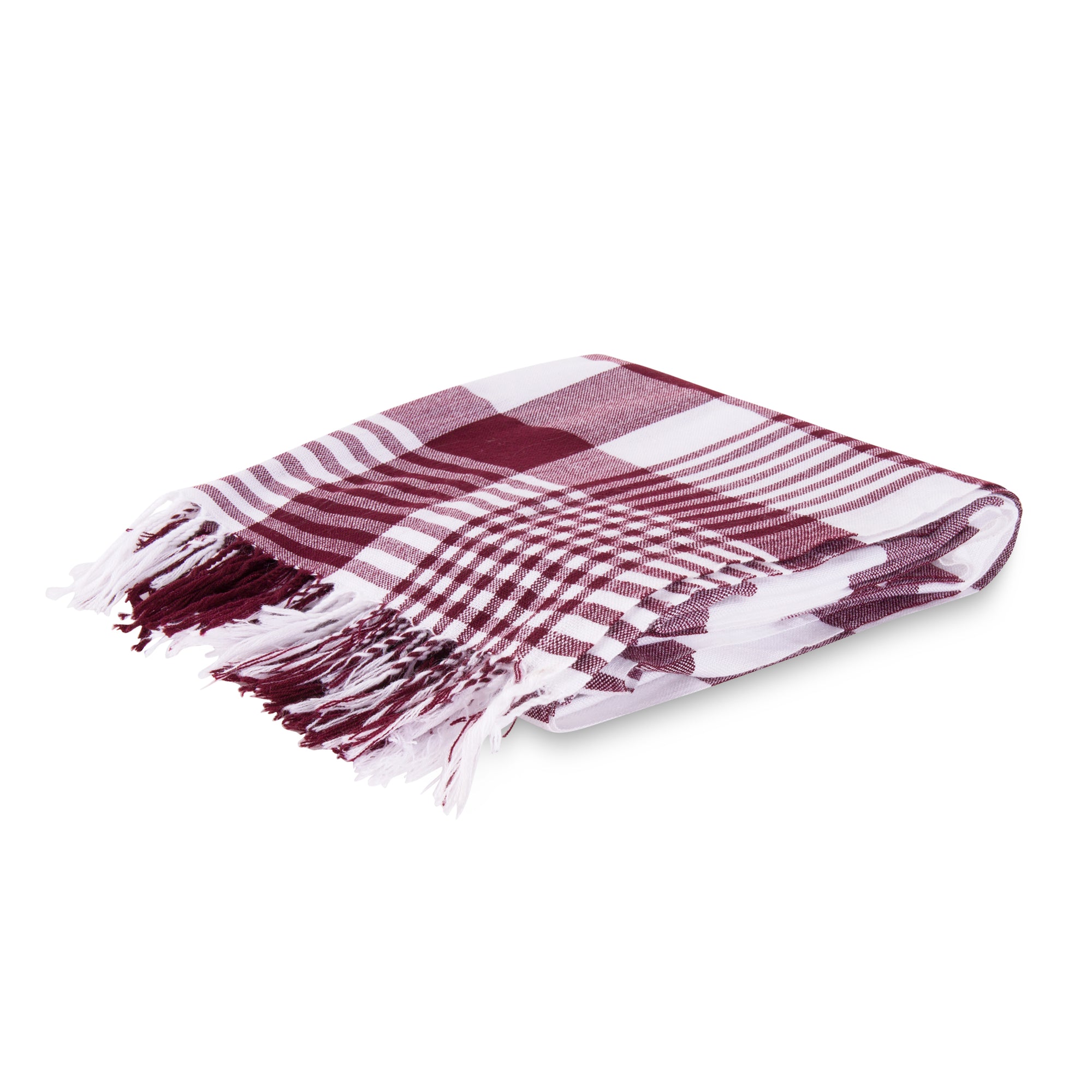 MARA | Red and White Checkered Pattern Scarf