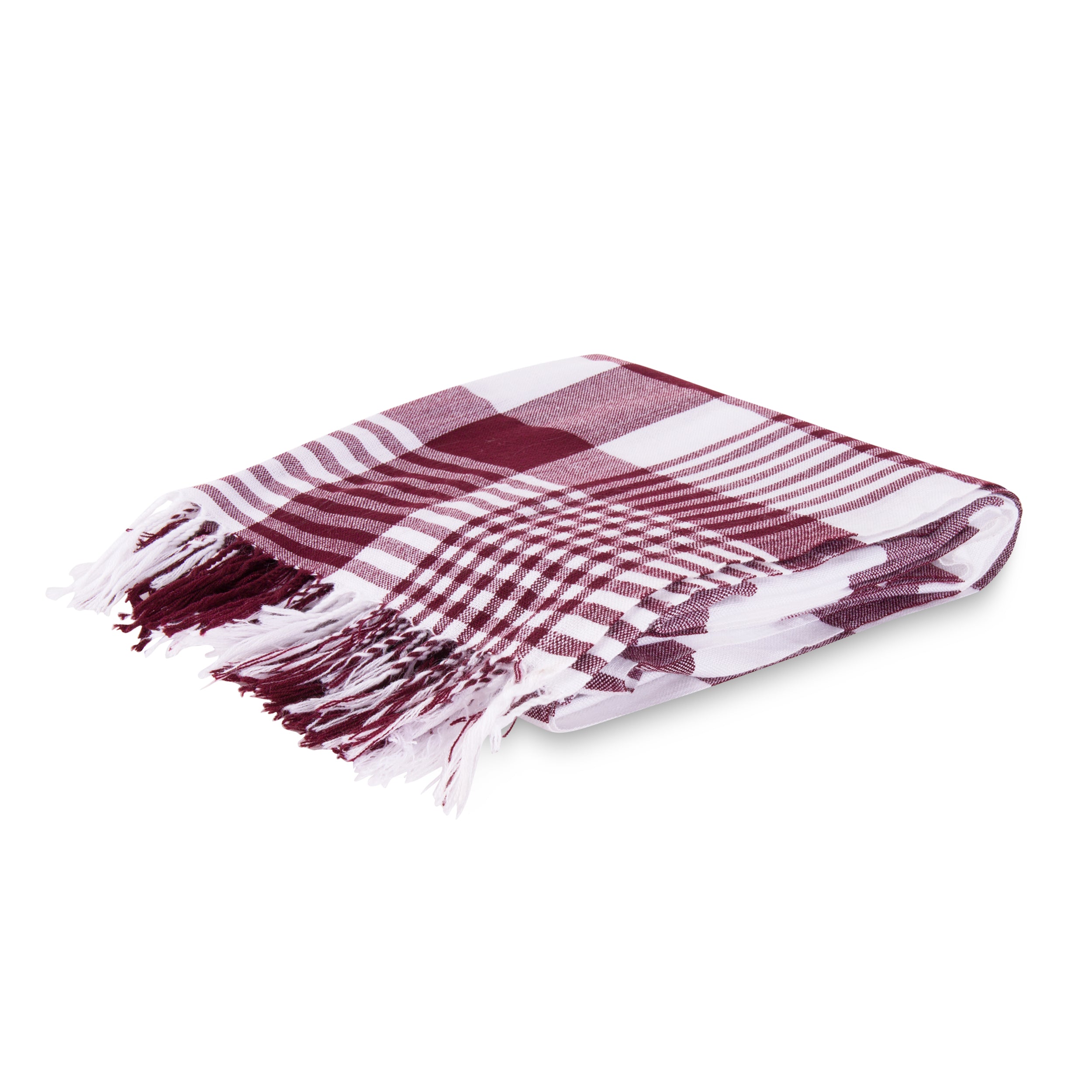 MARA | Red and White Checkered Pattern Scarf