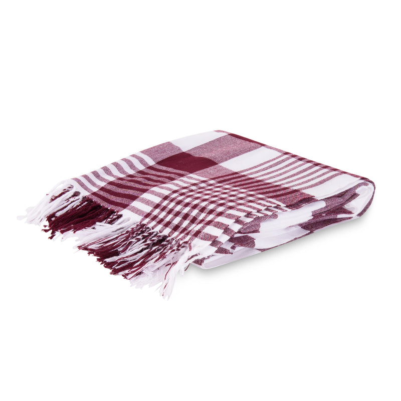MARA | Red and White Checkered Pattern Scarf