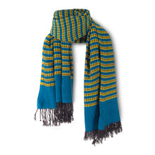 MARA | Turquoise & Yellow Kikoy  Scarf/Wrap