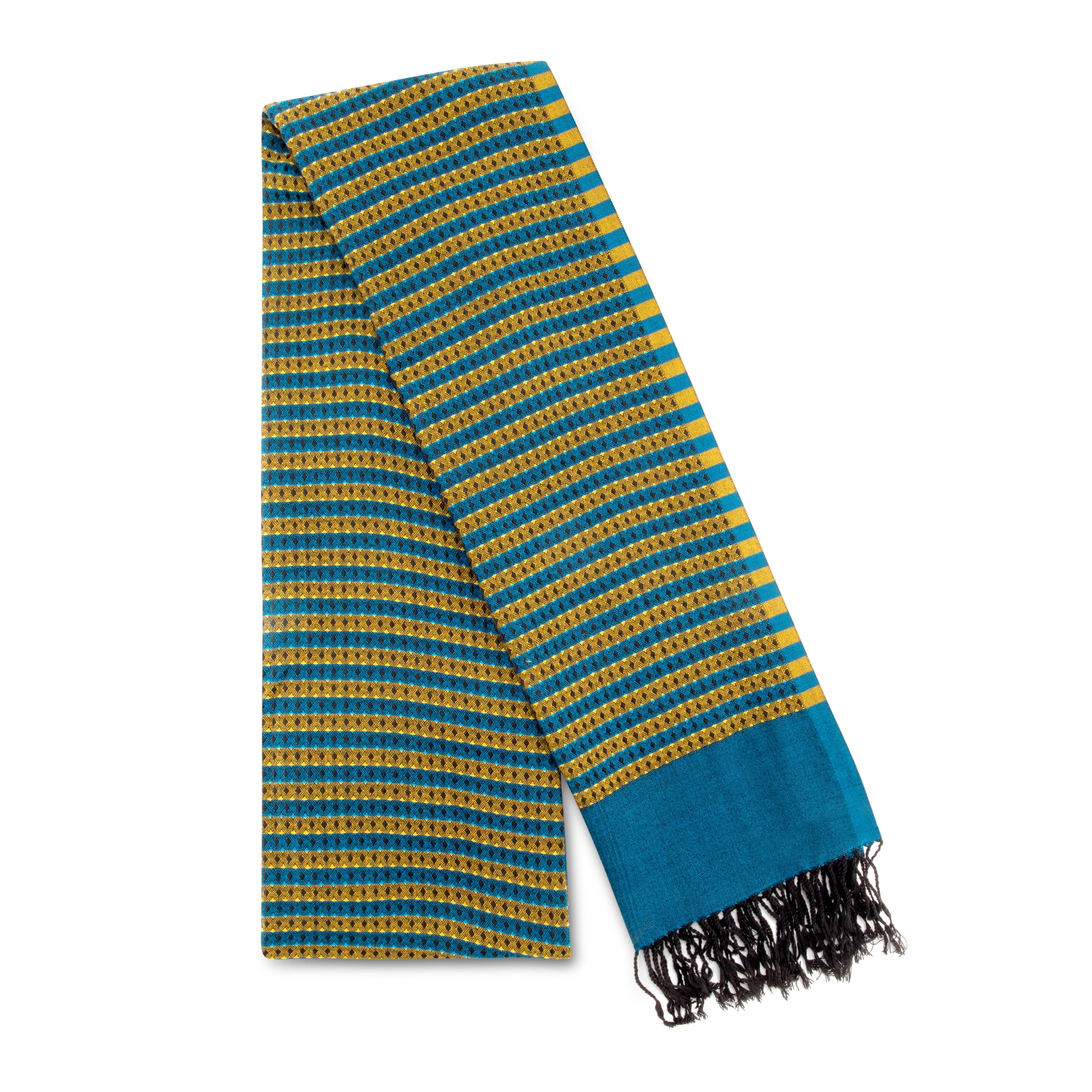 MARA | Turquoise & Yellow Kikoy  Scarf/Wrap