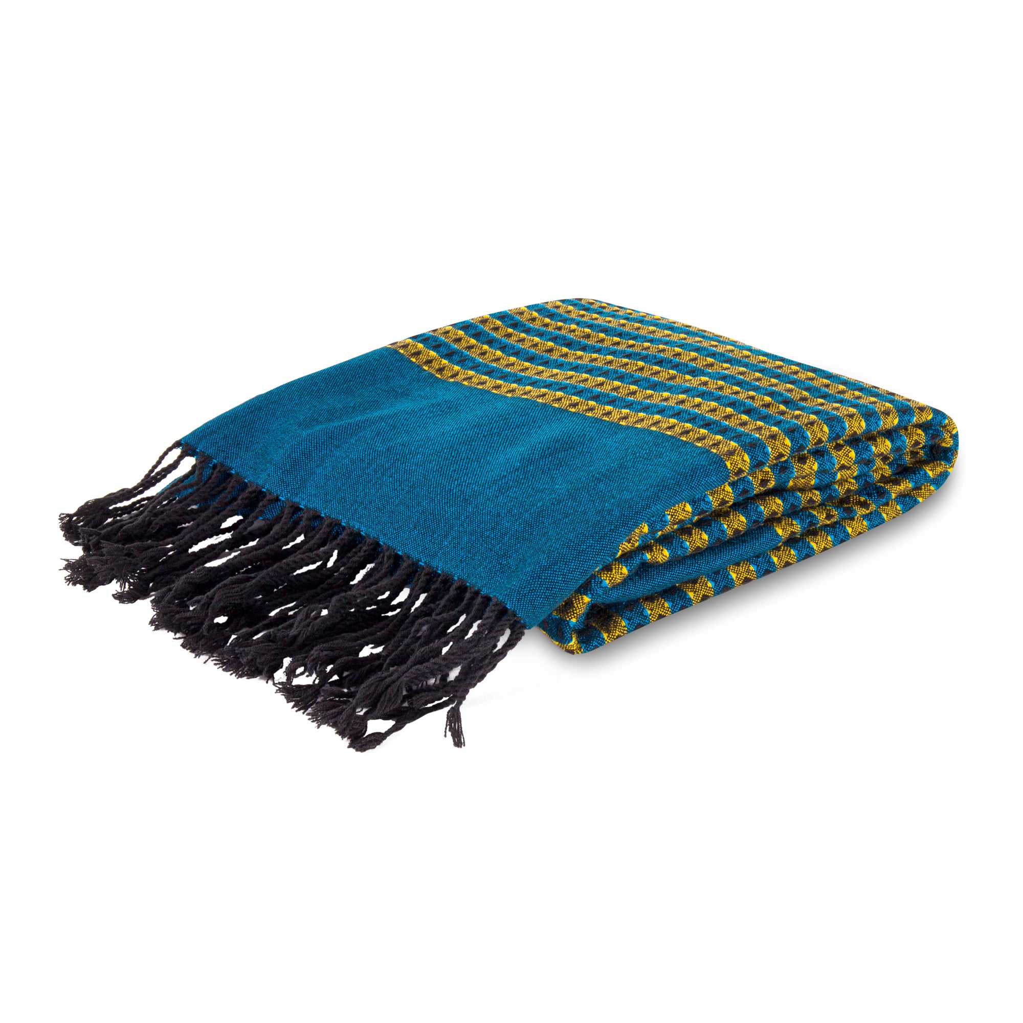 MARA | Turquoise & Yellow Kikoy  Scarf/Wrap