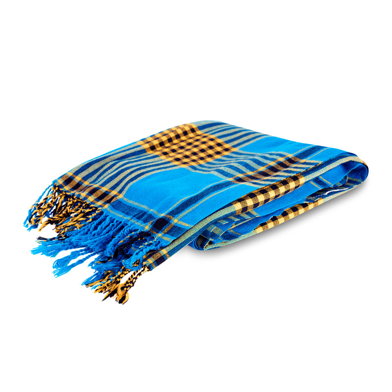 MARA | Blue & Yellow Kikoy Scarf/Wrap